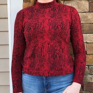 red snake skin style turtleneck long-sleeve